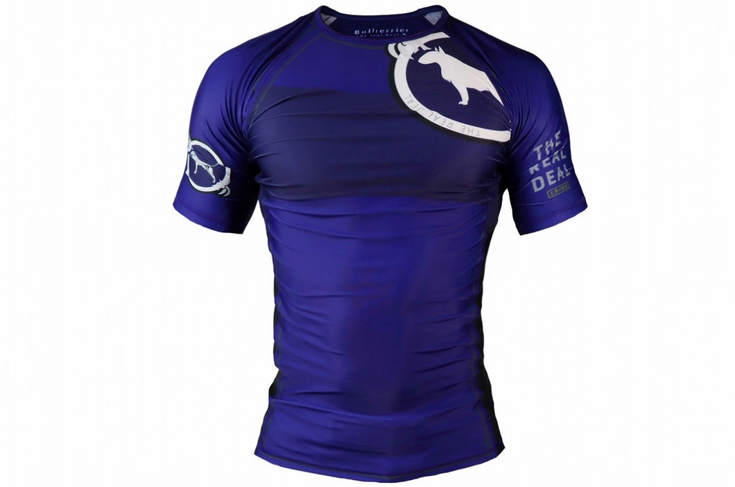 BULL TERRIER -RANK Ver 2 - Rash Guard Short Sleeve Blue