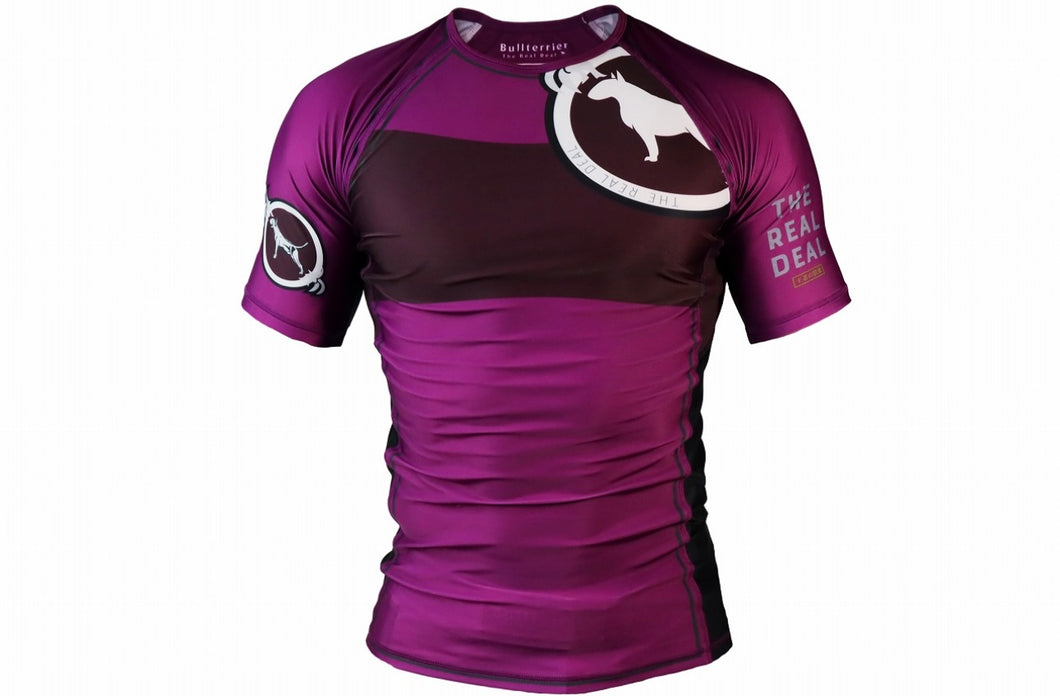 BULL TERRIER -RANK Ver 2 - Rash Guard Short Sleeve Purple