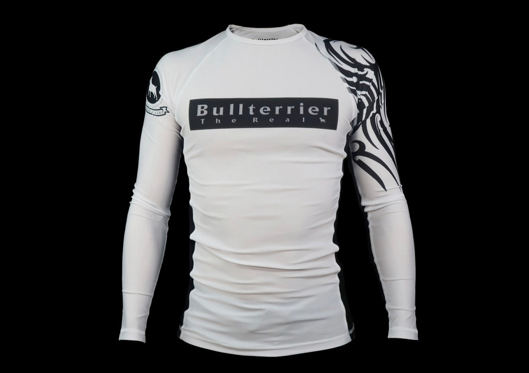 BULL TERRIER -TRIBAL- Rash Guard Long Sleeve White