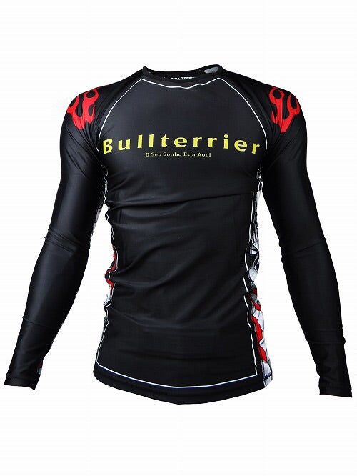 BULL TERRIER -MUSHIN Ver 3.0- Rash Guard Long Sleeve Black/White